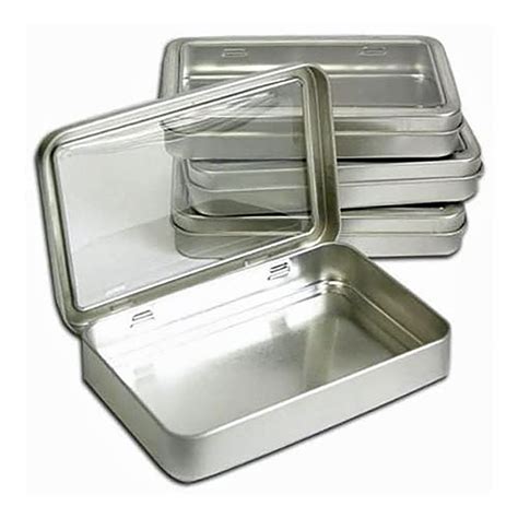 clear metal box|Clear Top Metal Tins (156) .